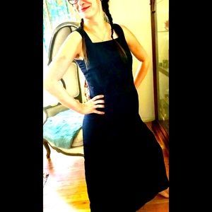 Fabulous Evelin Brandt Berlin, maxi black dress w/ pockets Euro style, zen